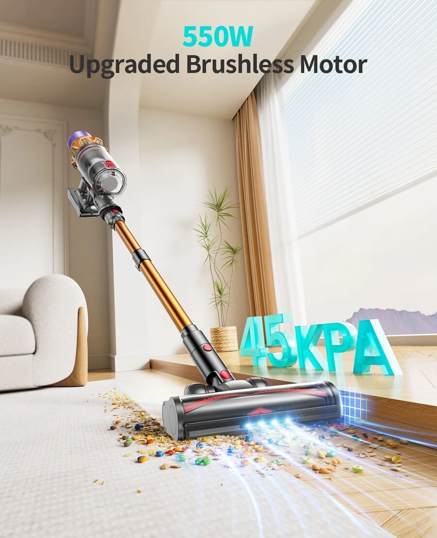 Honiture X7 LED Touch Screen 550W/45Kpa Suction Cordless Vacuum Cleaner